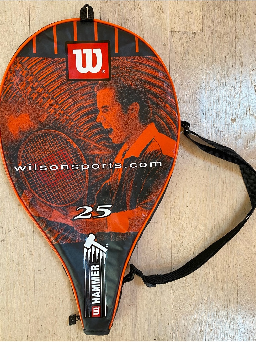 Vintage Wilson Hammer 25 Junior Tennis Racquet Cover - Black & Orange Pro Player